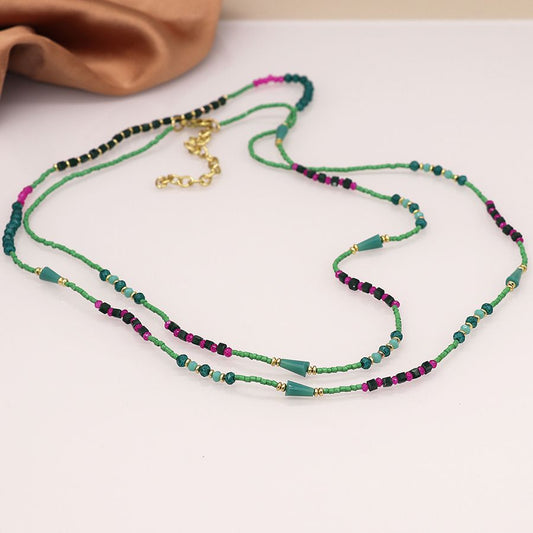 Long Boho Beaded Necklace