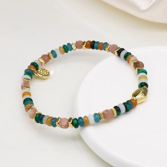 Aqua & Coral Beaded Bracelet