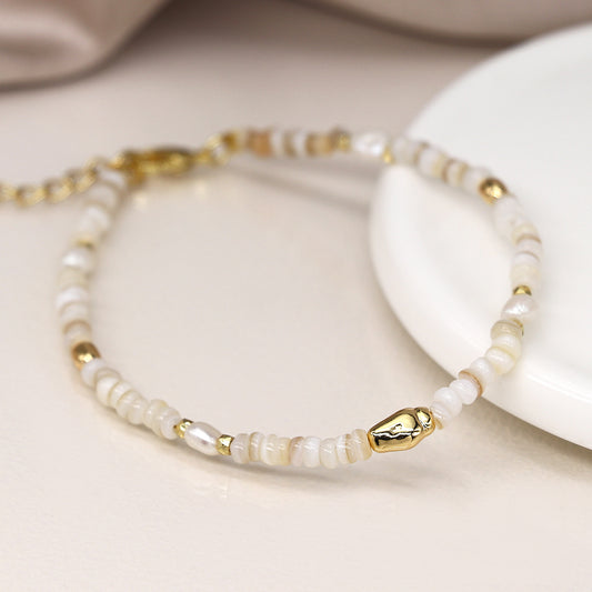 Pearl & Gold Beaded Bracelet