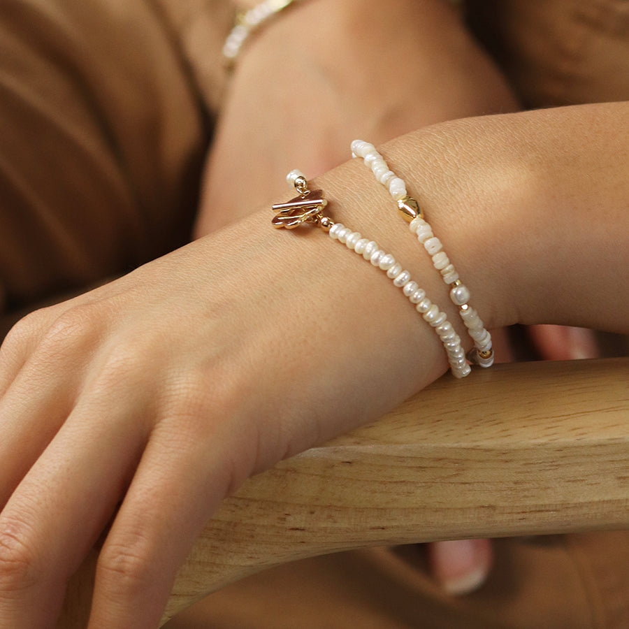 Pearl & Gold Beaded Bracelet