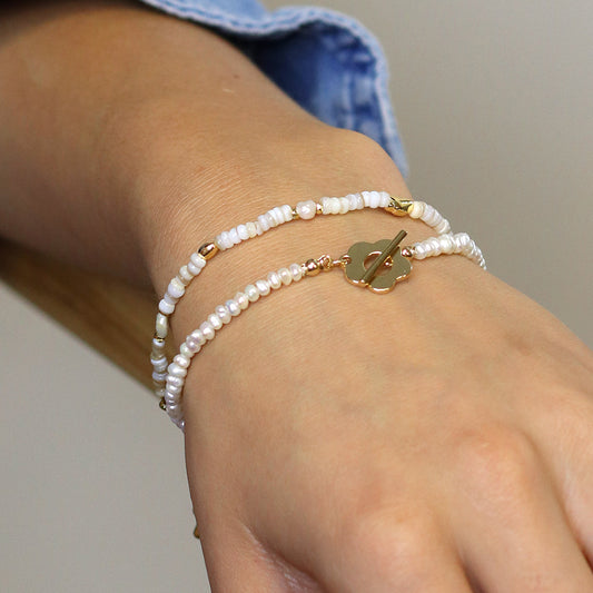 Pearl & Gold Beaded Bracelet