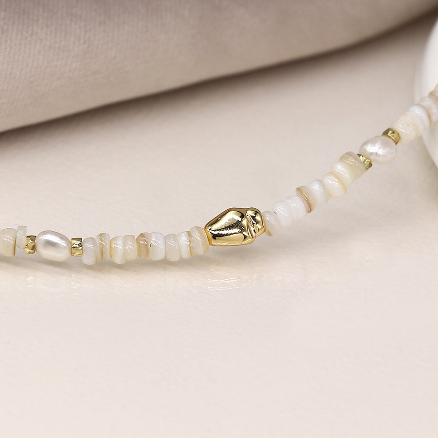Pearl & Gold Beaded Bracelet