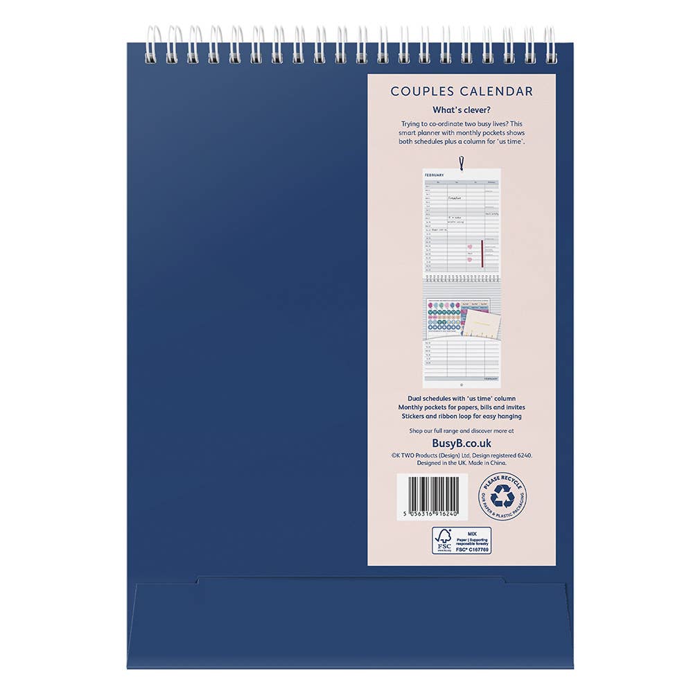 2026 Couples Wall Calendar with Monthly Pockets & Stickers