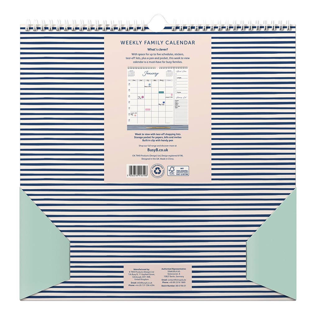 2026 Weekly Family Calendar, 5 Schedules, Lists & Pen