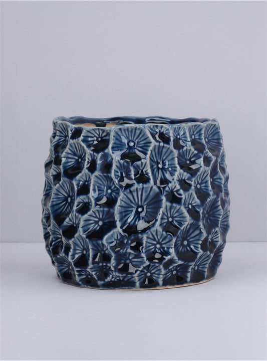 Navy Crater Pot - Large