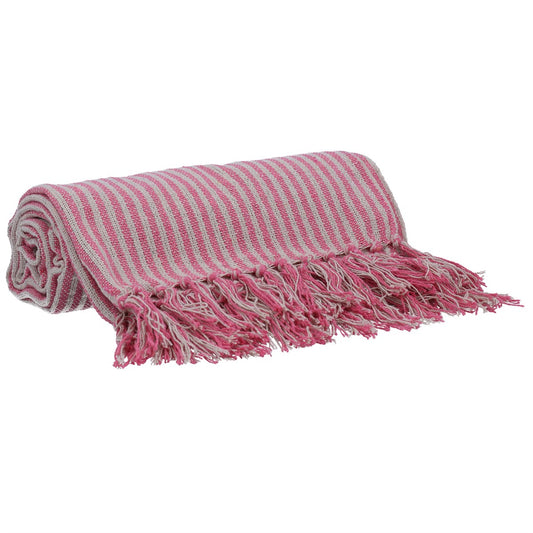 Woven Stripe Throw - Pink