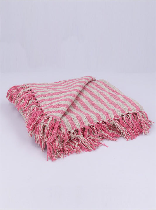 Woven Stripe Throw - Pink