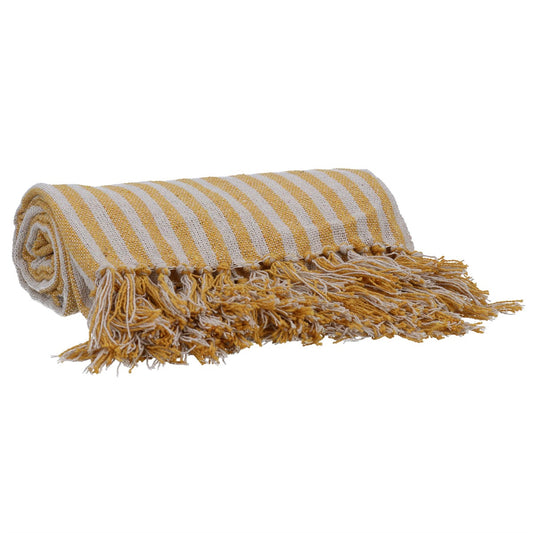 Woven Stripe Throw - Mustard