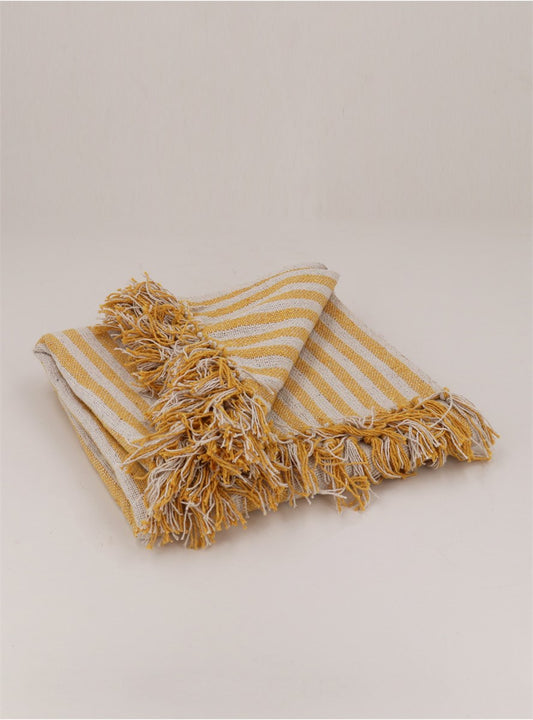 Woven Stripe Throw - Mustard