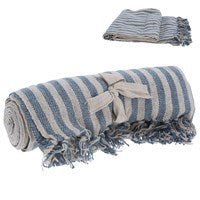 Woven Stripe Throw - Blue