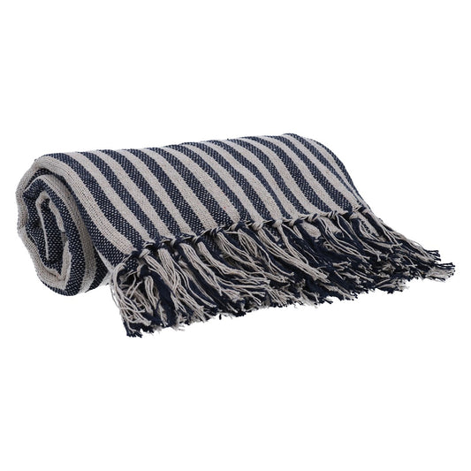 Woven Stripe Throw - Navy