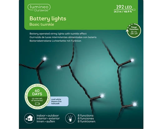 LED Battery Outdoor Lights - Cool White (15 Metres)