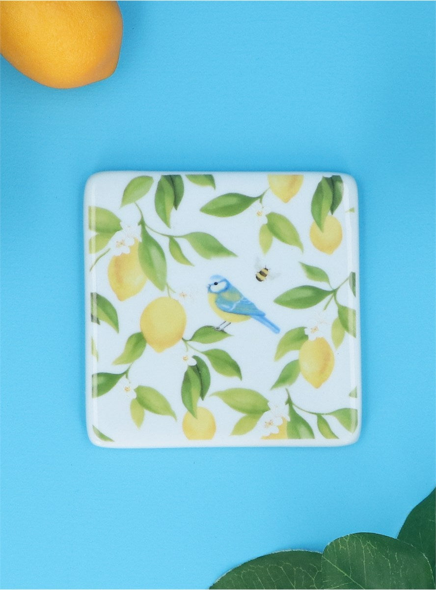 'Lemon & Blue Tits' Coaster