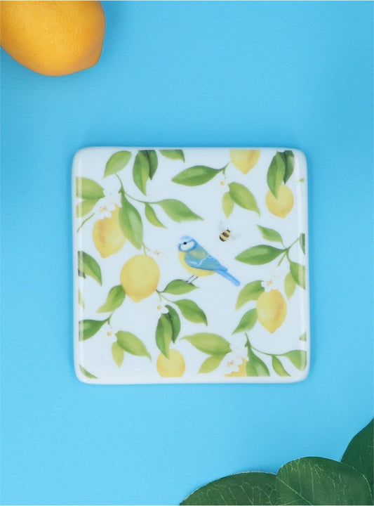 'Lemon & Blue Tits' Coaster