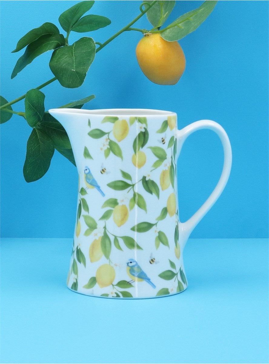 'Lemon & Blue Tits' Large Jug