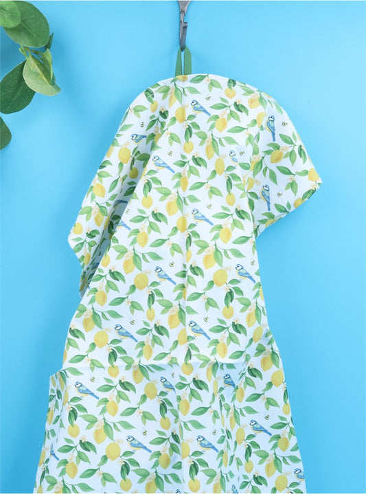 'Lemon & Blue Tits' Tea Towel