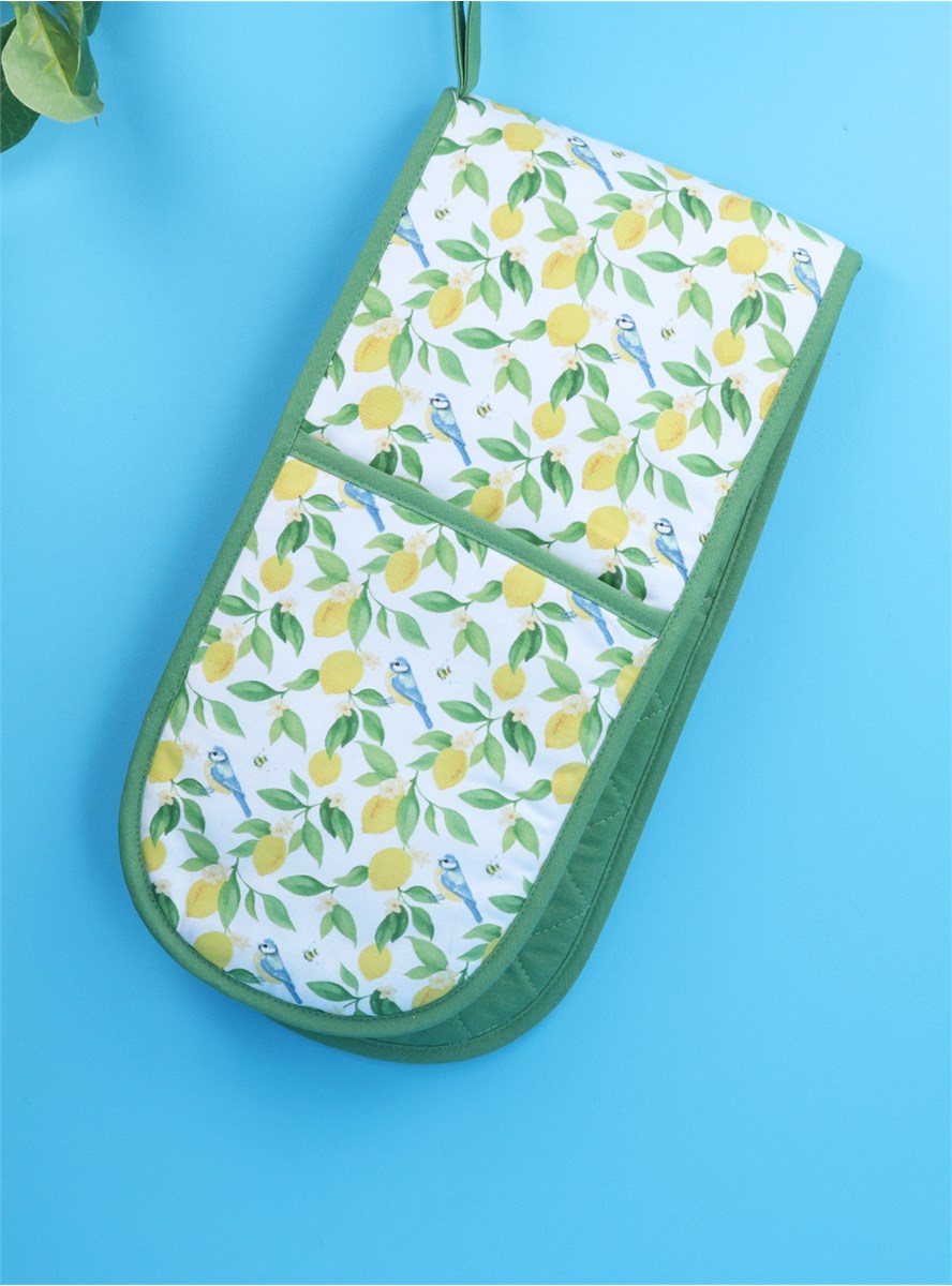 'Lemon & Blue Tits' Oven Glove