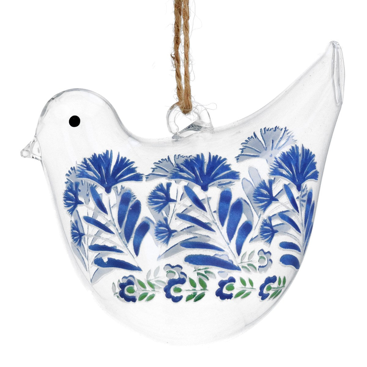 Country Flowers Glass Bird