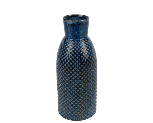 Blue Embossed Vase