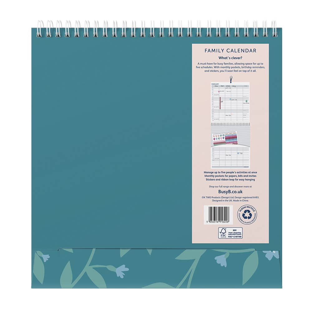 2026 Family Wall Calendar - 5 Schedules & Storage Pockets