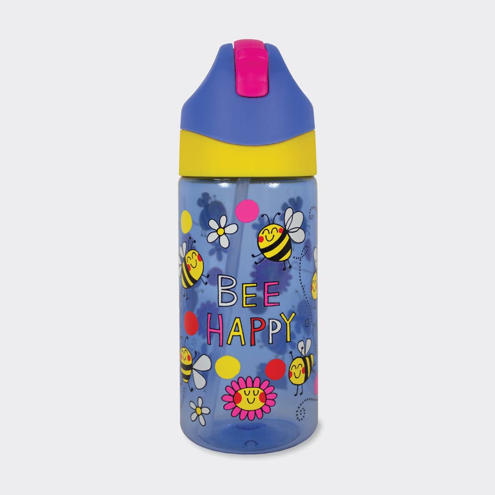 Children's Water Bottle With Straw - Bee Happy