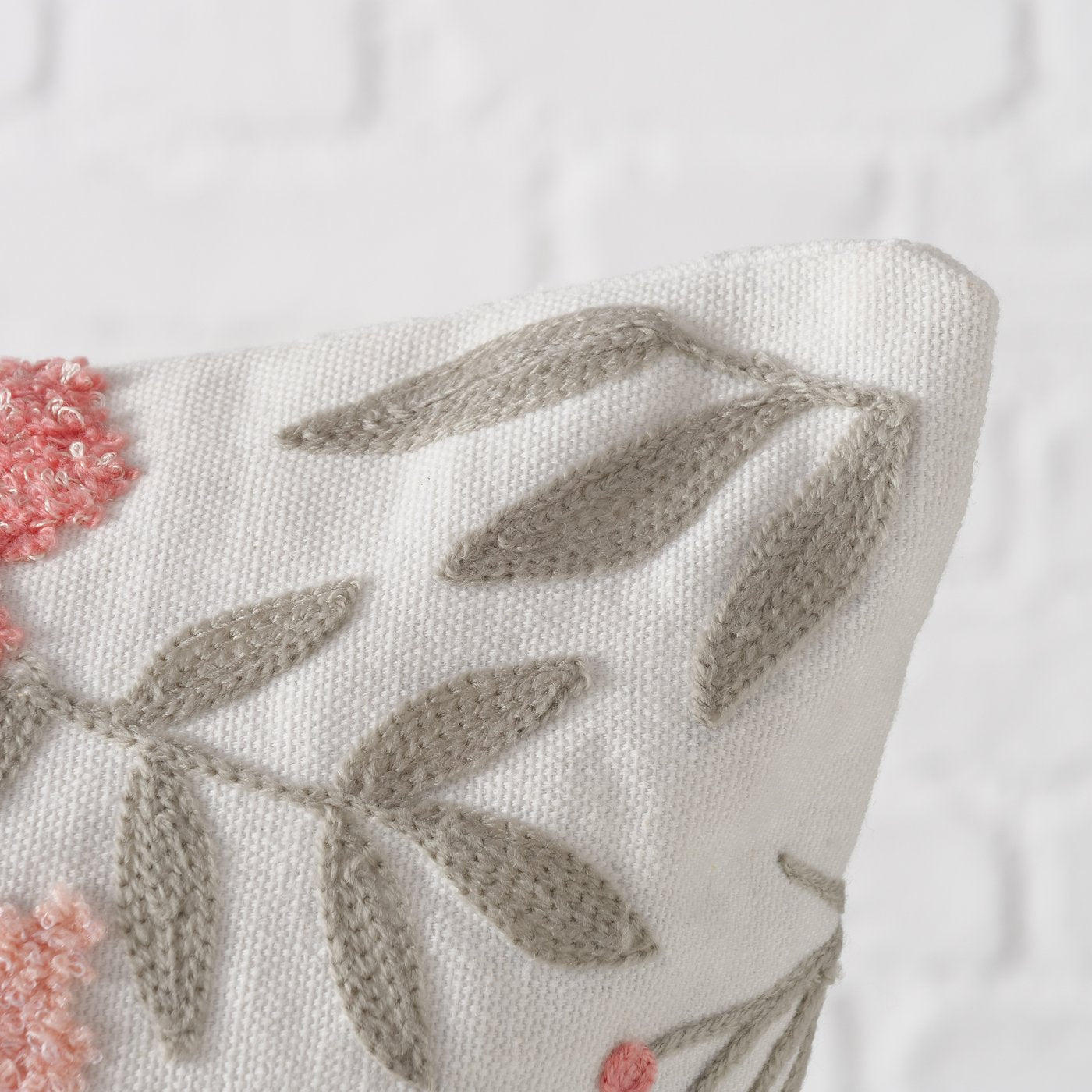 Handwoven Pink Flower Cushion
