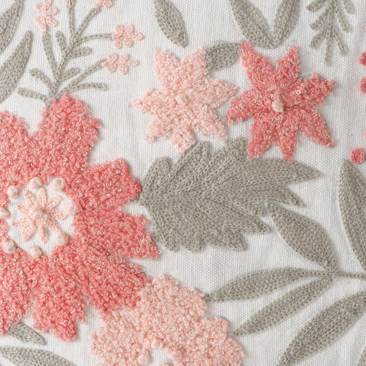 Handwoven Pink Flower Cushion