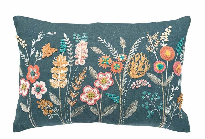 Midnight Garden Embroidered Cushion