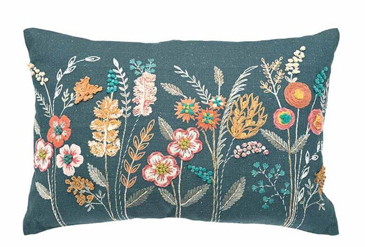 Midnight Garden Embroidered Cushion