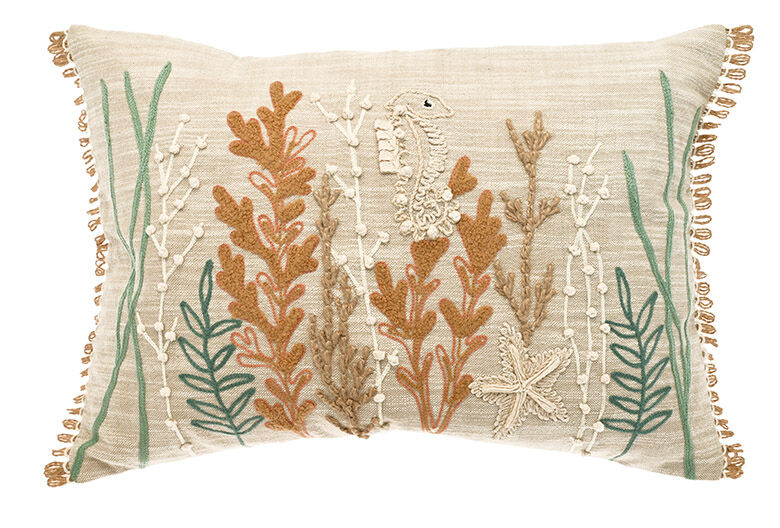 Coral Reef Embroidered Cushion