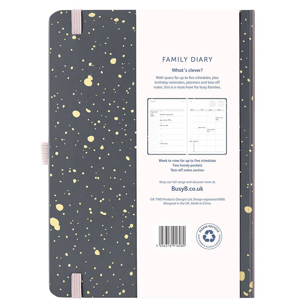 2026 Family Diary | Weekly Planner, 5 Schedules | Charcoal