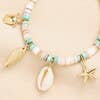 Stainless Steel Summer Shell Charm Bracelet in Gold