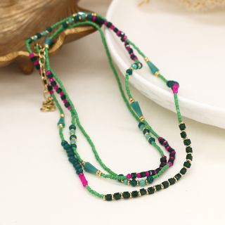 Long Boho Beaded Necklace