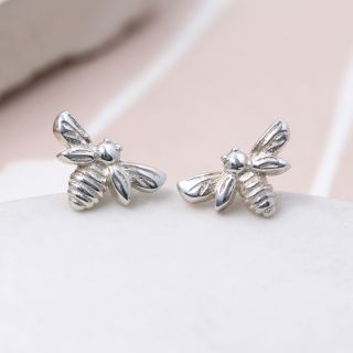 Silver Little Bees Stud Earrings
