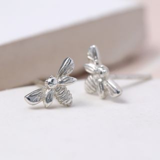 Silver Little Bees Stud Earrings