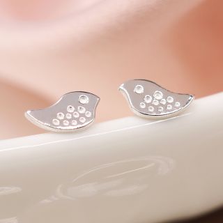 Silver Tiny Bird Earrings
