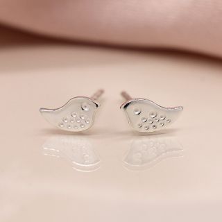 Silver Tiny Bird Earrings