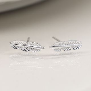 Silver Fine Feather Earrings