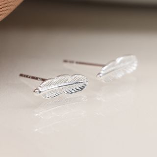 Silver Fine Feather Earrings