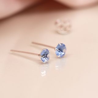 Silver & Tiny Blue Crystal Earrings