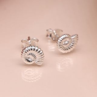 Silver Ammonite Shaped Earrings