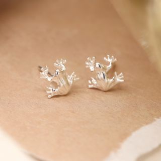 Silver Tree Frog Earrings