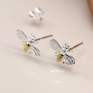 Silver & Gold Bee Earrings
