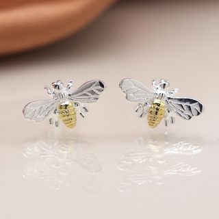 Silver & Gold Bee Earrings
