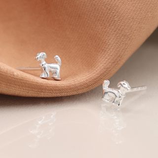Silver Dachshund Earrings