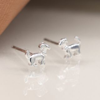 Silver Dachshund Earrings