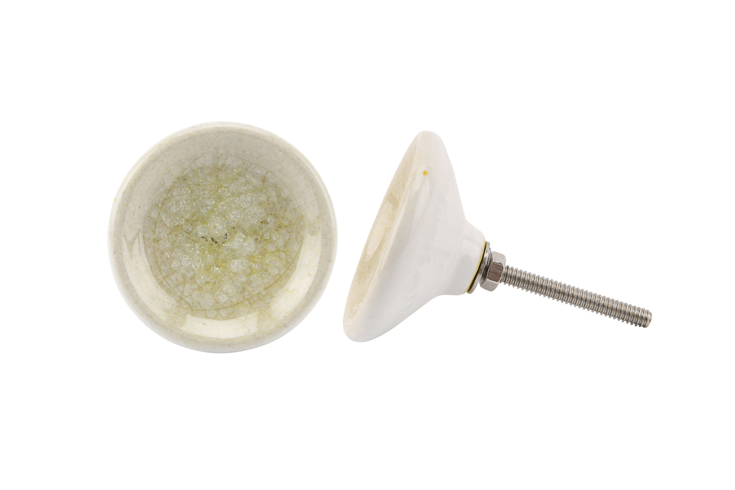 Yellow Crackle Glaze Drawer Pull