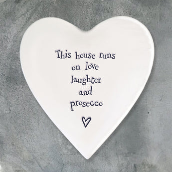 Porcelain Heart Coaster - 'Prosecco'