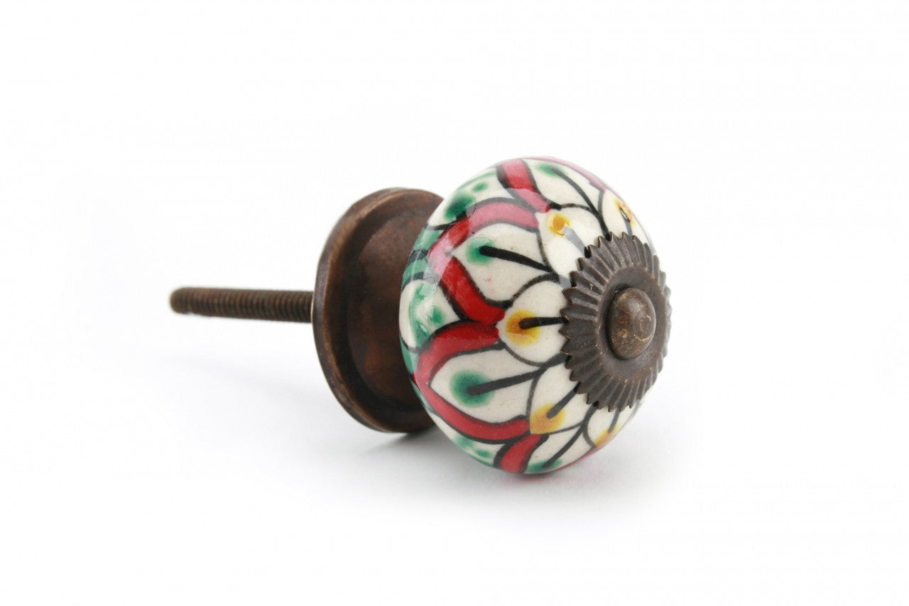 Red & Green Flower Drawer Pull