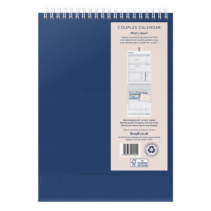 2026 Couples Wall Calendar with Monthly Pockets & Stickers